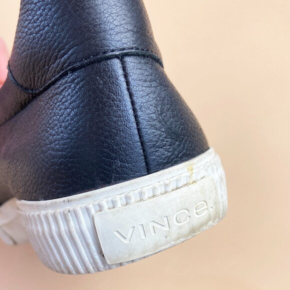 Vince Slip On Leather Sneakers Black - Size 9 - Picture 6 of 10